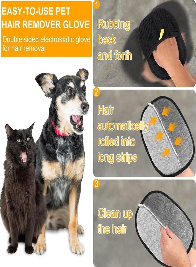 SQLemo Pet Hair Removal Gloves - Static Hair Remover Mitts for Dog & Cat Hair on Clothes, Furniture, Cars, Beds & Carpets - Reusable Set - Image 4