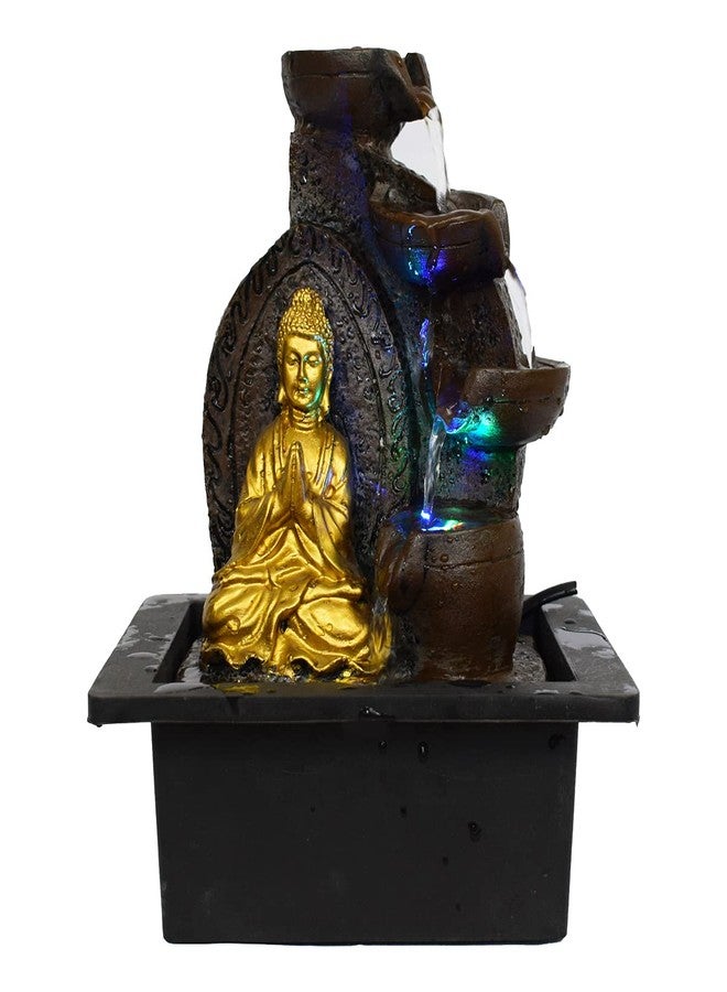 Briovy Waterfall Fountain Indoor Home Decor Polyresin Indoor/Outdoor Water Fountains with LED Lights, Home Decor, Decoration Living Room, Birthday Gift, (FN38) (Design 5) - Image 1