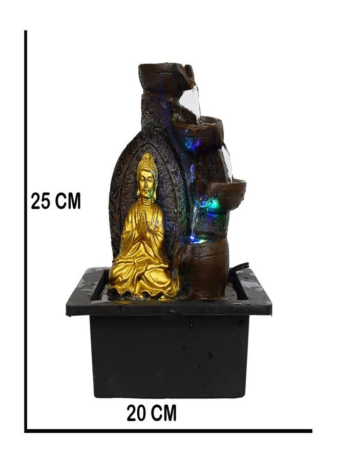 Briovy Waterfall Fountain Indoor Home Decor Polyresin Indoor/Outdoor Water Fountains with LED Lights, Home Decor, Decoration Living Room, Birthday Gift, (FN38) (Design 5) - Image 5
