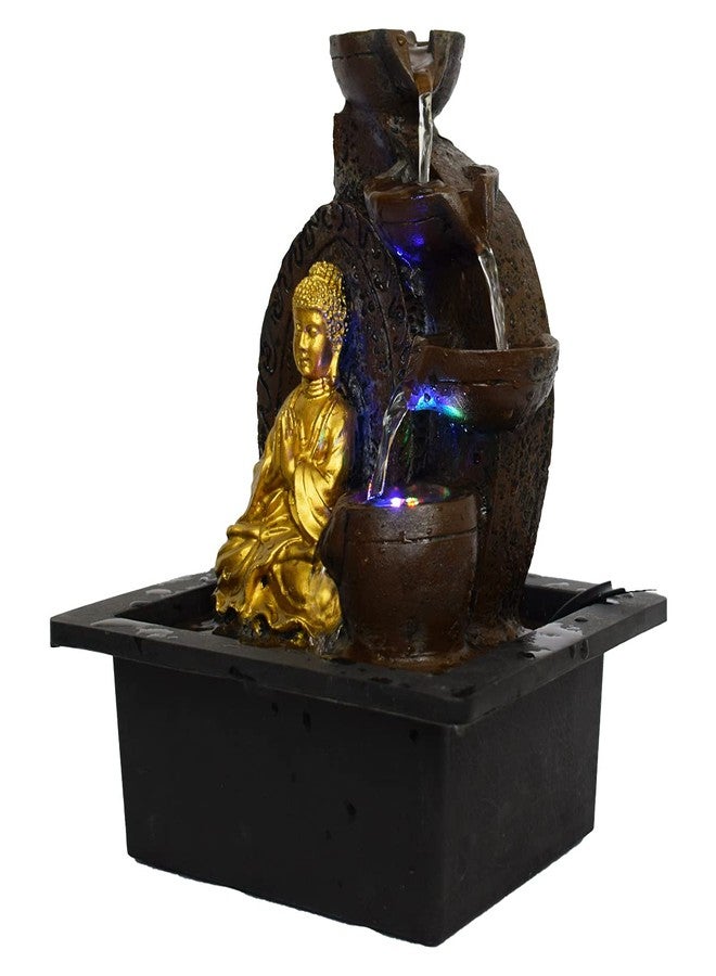 Briovy Waterfall Fountain Indoor Home Decor Polyresin Indoor/Outdoor Water Fountains with LED Lights, Home Decor, Decoration Living Room, Birthday Gift, (FN38) (Design 5) - Image 3