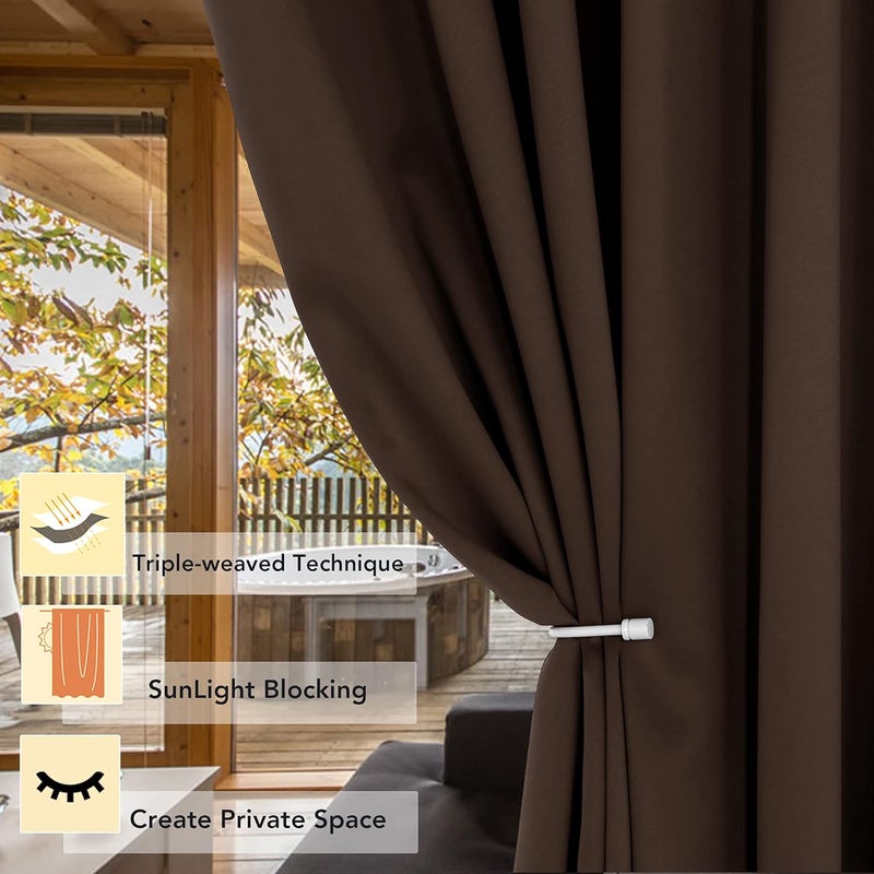 BONZER ستارة تقسيم الغرفة BONZER، شاشة فاصلة، خصوصية كاملة، حائط، حلقات، ستائر تعتيم عريضة لغرفة المعيشة، 108L × 70W بوصة (9L × 5.8W قدم)، لوحة واحدة، شوكولاتة - Image 2