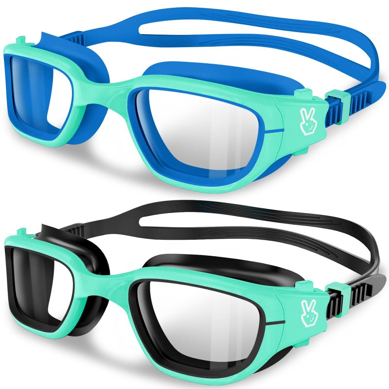 Vvinca Kids Swim Goggles, Swimming Goggles for Toddlers Kids 3-14 Outer-Eye Fit Anti-Fog UV Protection No Leak Soft Liquid Silicone Seal Anti Shattered Lens Pool Glasses for Boys Girls Teens Gift - Image 1