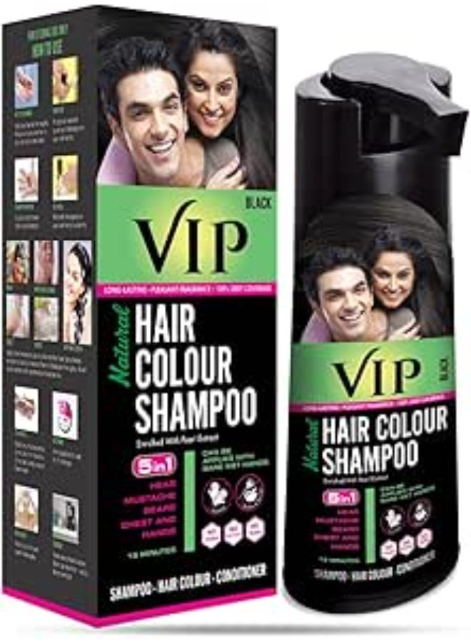 VIP 5 in 1 Hair Colour Shampoo base Hair Color, Black 180 ml - Image 1