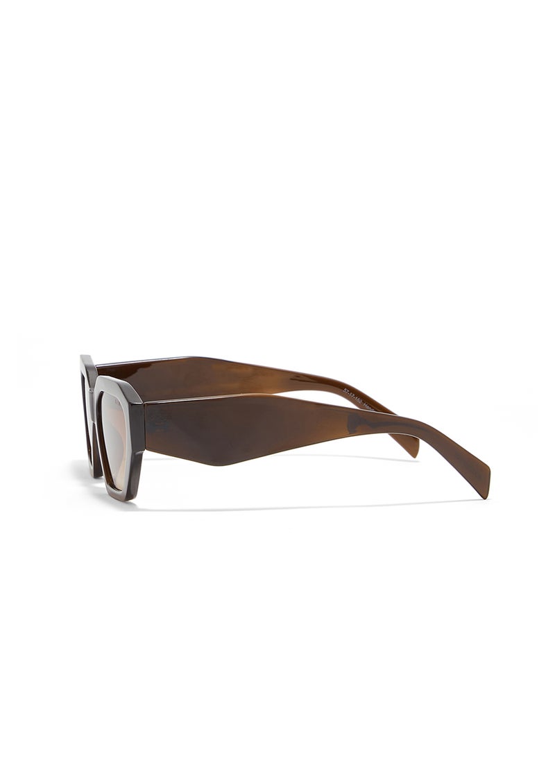 Blackout Theta,Women Sunglasses, Hexagon Sunglasses, UV Protection: UV400 (Brown,Brown)  - Image 3