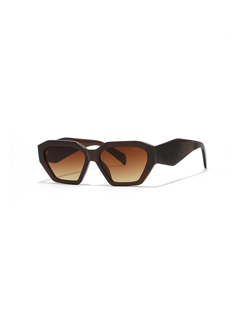 Blackout Theta,Women Sunglasses, Hexagon Sunglasses, UV Protection: UV400 (Brown,Brown)