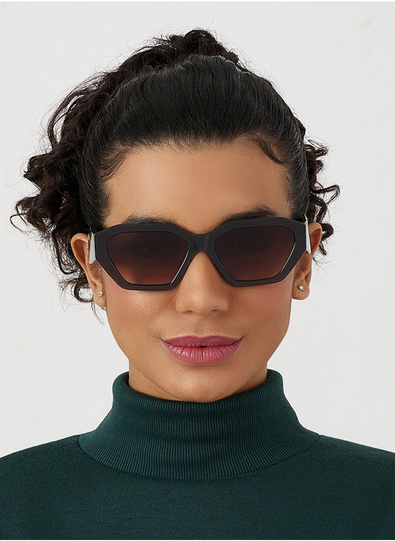 Blackout Theta,Women Sunglasses, Hexagon Sunglasses, UV Protection: UV400 (Brown,Brown)  - Image 4