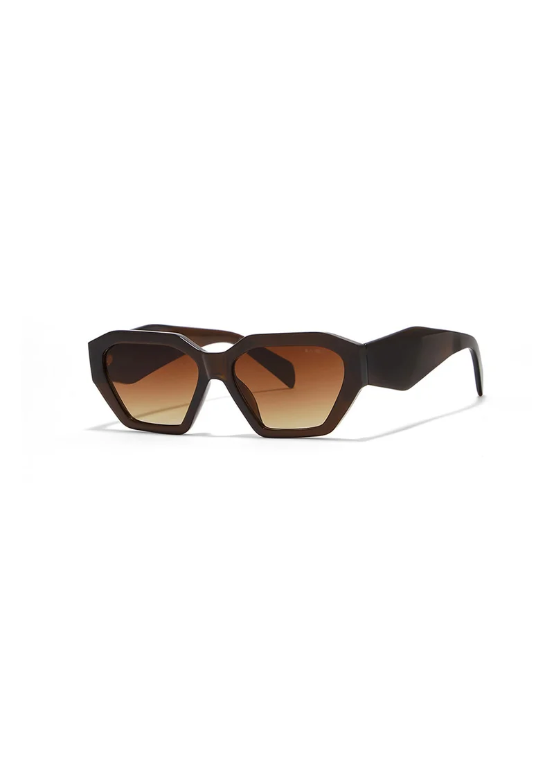 Blackout Theta,Women Sunglasses, Hexagon Sunglasses, UV Protection: UV400 (Brown,Brown)
