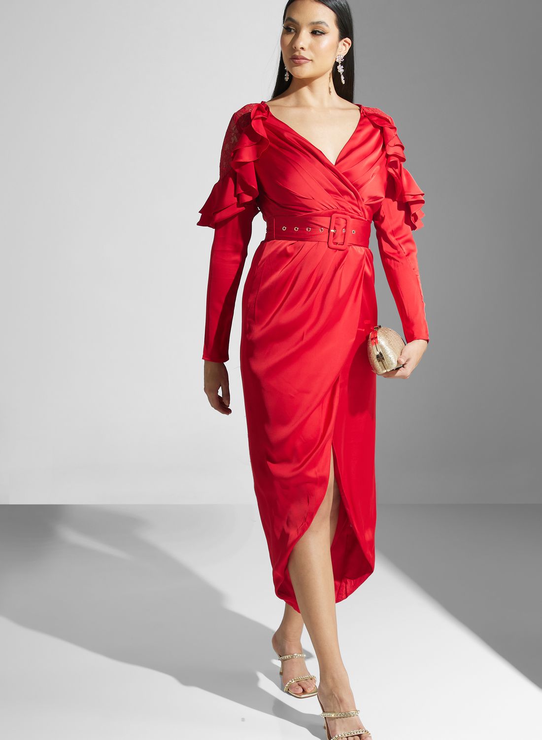 Karen Millen Lace Ruffle Side Slit Dress for Women | Best