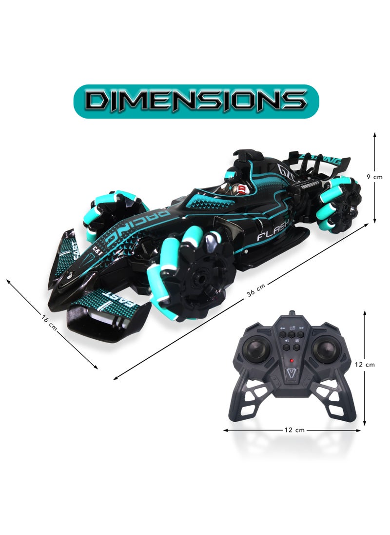 Jinou Remote Control Car - Made with Premium Quality plastic with high power 4WD Dual Motor – Kids toys Car with Remote Control and Smart Watch Gesture Control with Finger (Black with Green)  - Image 2