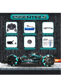 Jinou Remote Control Car - Made with Premium Quality plastic with high power 4WD Dual Motor – Kids toys Car with Remote Control and Smart Watch Gesture Control with Finger (Black with Green)  - Image 3