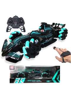 Jinou Remote Control Car - Made with Premium Quality plastic with high power 4WD Dual Motor – Kids toys Car with Remote Control and Smart Watch Gesture Control with Finger (Black with Green)  - Image 1