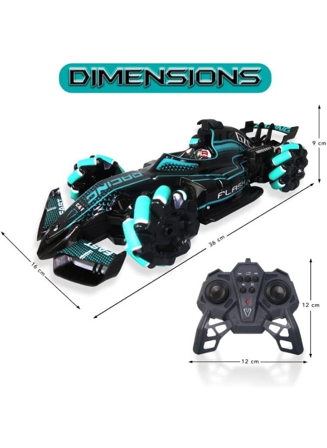 Jinou Remote Control Car - Made with Premium Quality plastic with high power 4WD Dual Motor – Kids toys Car with Remote Control and Smart Watch Gesture Control with Finger (Black with Green)  - Image 2