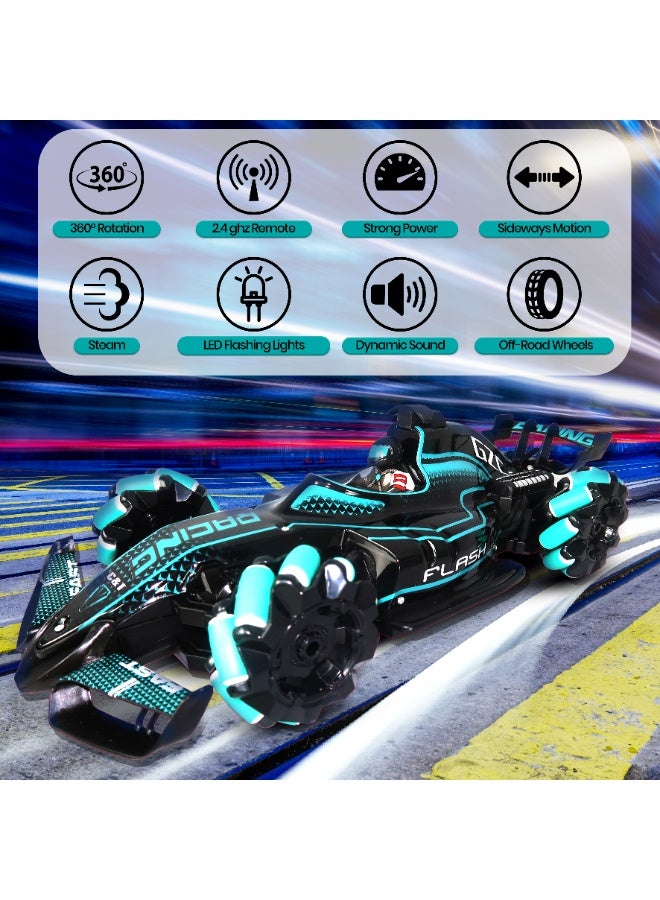 Remote Control Car - Made with Premium Quality plastic with high power 4WD Dual Motor – Kids toys Formula 1 Racing Car with Remote Control and Smart Watch Gesture Control with Finger (Black with Turquoise )
