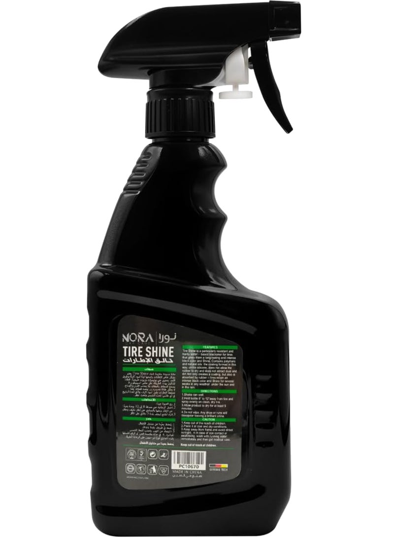 Nora Tire Shine for Cars – Wet Gloss Finish with Anti-Cracking and Drying Protection – 500ml  - Image 2