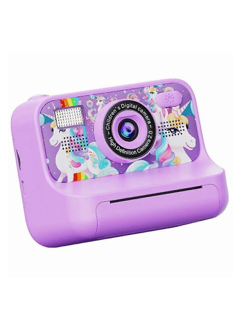 Mini Children 2.4-inch HD Dual Lens Instant Camera Photo Printer purple  - Image 1