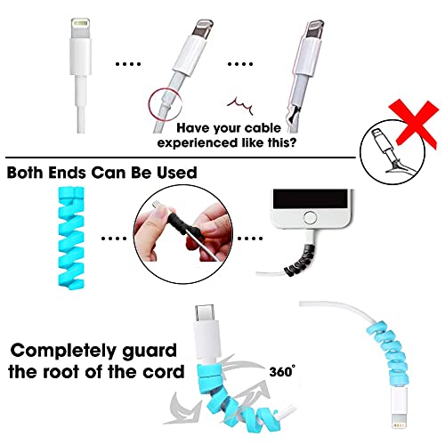 Inefable (30 Pcs) Multicoloured Protection Spiral Cable & Wire Protectors Spring Wire for All Wired Accessories for USB Charger, Data Cable, Earphone, Elastic Cord Saver-(Black & Grey-30Pcs) - Image 4