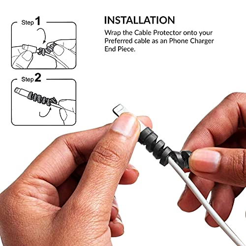 Inefable (30 Pcs) Multicoloured Protection Spiral Cable & Wire Protectors Spring Wire for All Wired Accessories for USB Charger, Data Cable, Earphone, Elastic Cord Saver-(Black & Grey-30Pcs) - Image 3