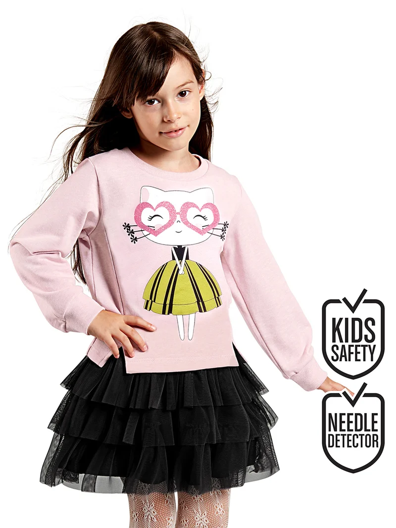 دينوكيدس طقم تنورة بناتي من التول بنظارات نجمة