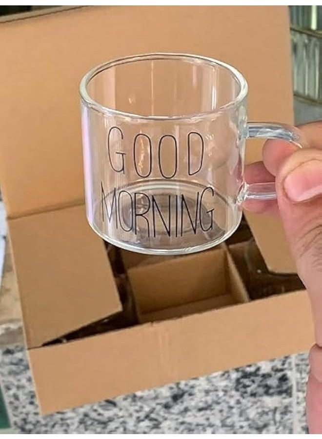 CGS Good Morning patterned glass coffee mug set, 6 pieces - Image 1