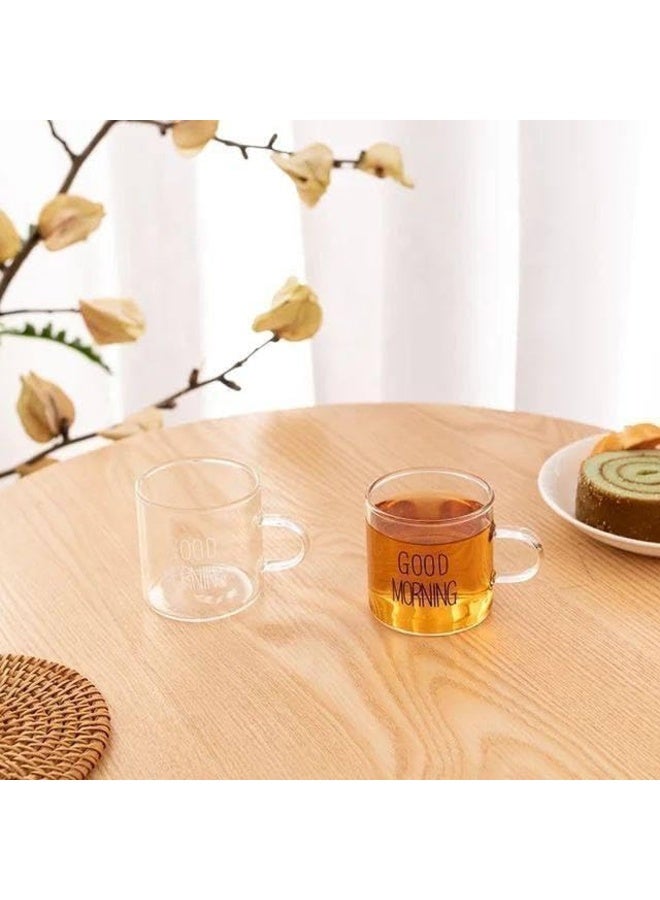 CGS Good Morning patterned glass coffee mug set, 6 pieces - Image 2