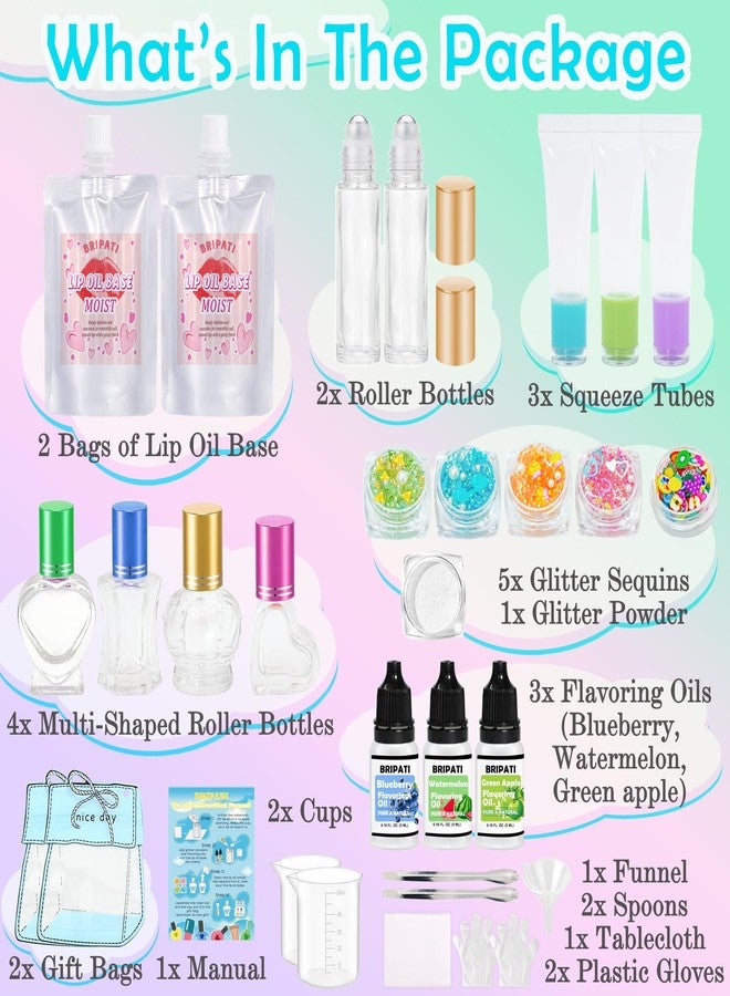 BRIPATI Lip Gloss Making Kit, Lip Oil DIY Kits, Make Your Own Lip Glosses Set with Roller Bottles, Lip Gloss for Girls, Moisturizing Lipstick Set, All-Inclusive Lip Glosses Making Kit - Image 2