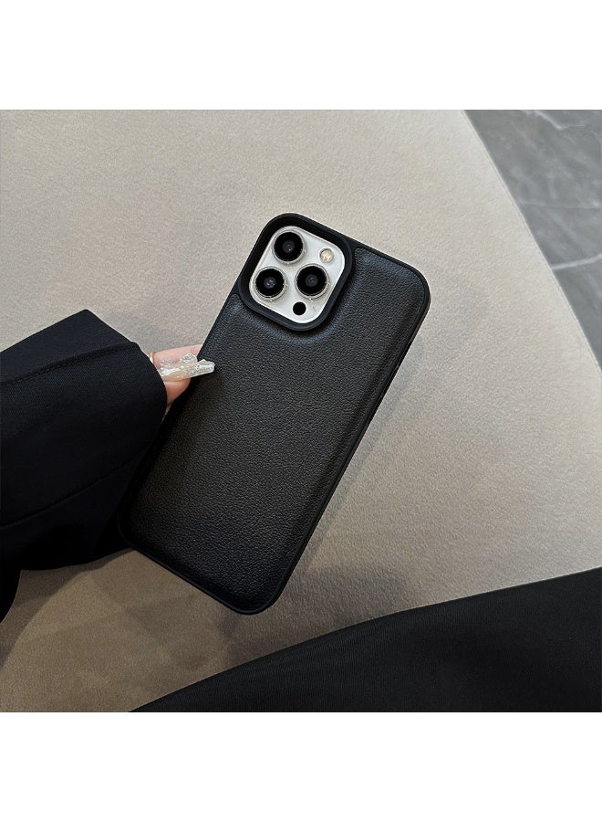 NIBEMINENT Simplified Black Lychee Pattern Protective TPU Case Cover For iPhone 15 - Image 1