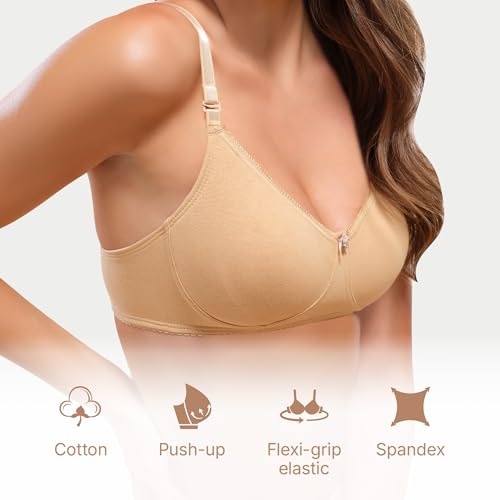 Enamor A055 Stretch Cotton Comfort Shaper with Detachable Straps T-Shirt Bra - Non-Padded Wirefree High Coverage - Skin - Image 4