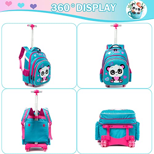 Meetbelify Girls Rolling Backpack with Wheels for School - Wheeled Trolley Backpack - Image 3
