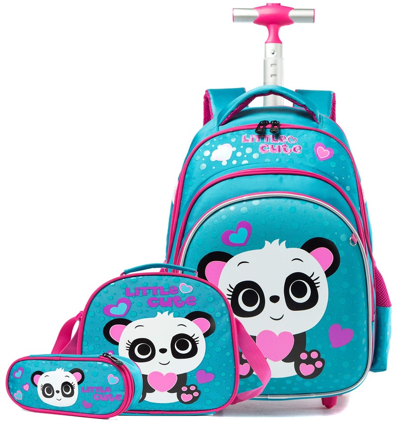 Meetbelify Girls Rolling Backpack with Wheels for School - Wheeled Trolley Backpack - Image 1
