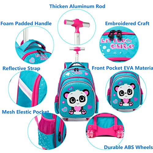 Meetbelify Girls Rolling Backpack with Wheels for School - Wheeled Trolley Backpack - Image 4