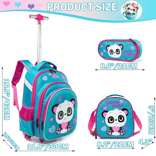 Meetbelify Girls Rolling Backpack with Wheels for School - Wheeled Trolley Backpack - Image 2