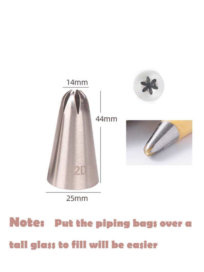 jaexest 2D Piping Nozzle Set for Cake Decorating,2D Large Drop Flower Icing Nozzle,2D Closed Star Piping Tip,3 Pcs - Image 4