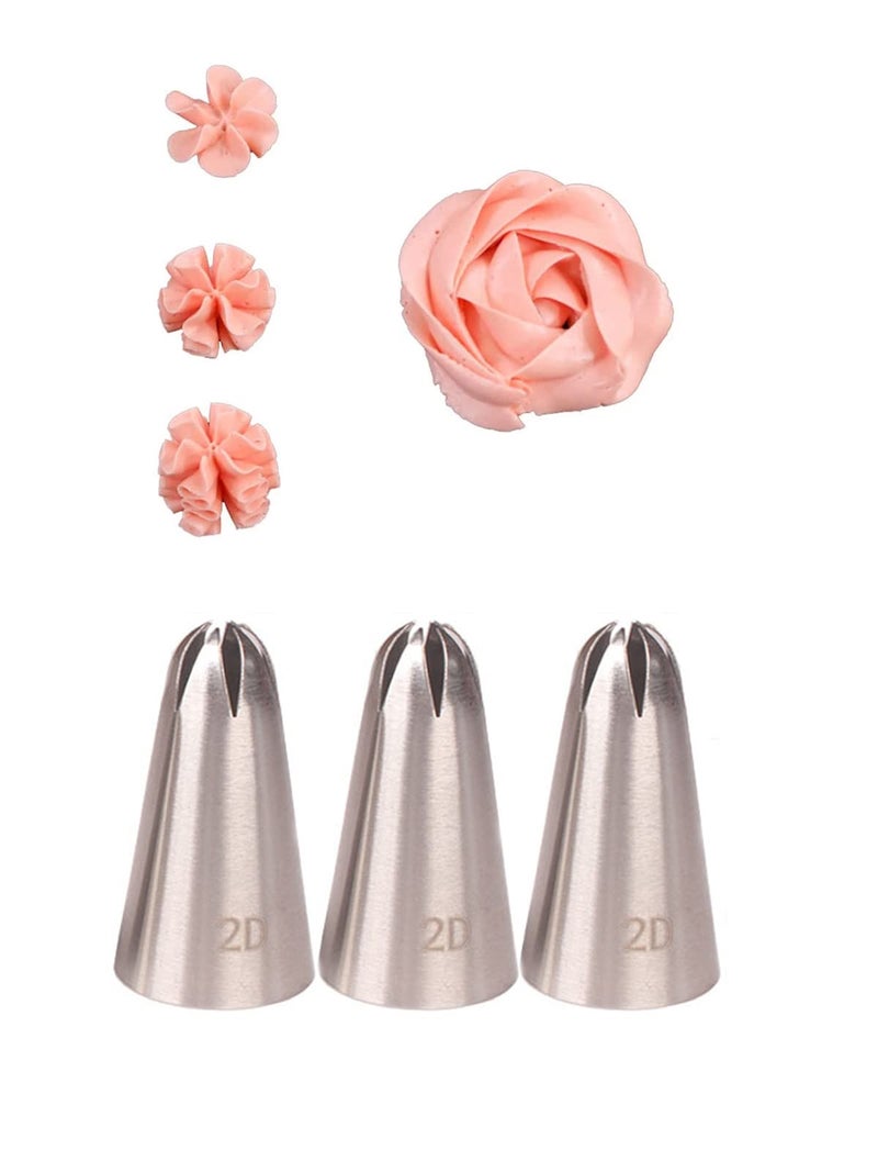 jaexest 2D Piping Nozzle Set for Cake Decorating,2D Large Drop Flower Icing Nozzle,2D Closed Star Piping Tip,3 Pcs - Image 1