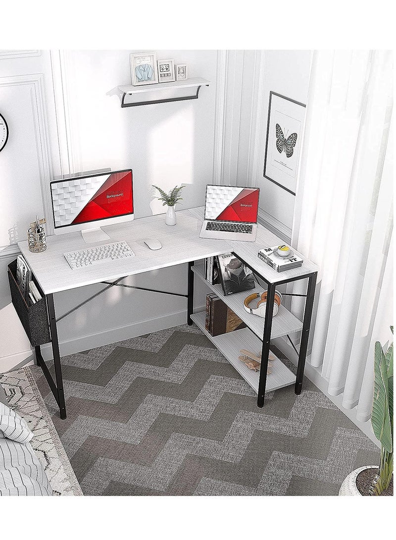 زويهاو مكتب ألعاب على شكل حرف L مقاس 40 بوصة مع أرفف تخزين ومكتب زاوية ومكاتب منزلية مع حقيبة تخزين (أبيض) - Image 4