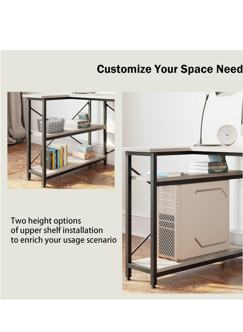 زويهاو مكتب ألعاب على شكل حرف L مقاس 40 بوصة مع أرفف تخزين ومكتب زاوية ومكاتب منزلية مع حقيبة تخزين (أبيض) - Image 5