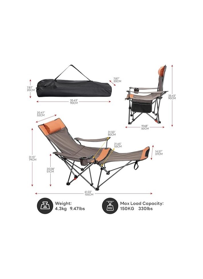 Generic Picnic chaise lounge chair with armrest, lightweight with table, adjustable low folding chair  - Image 2