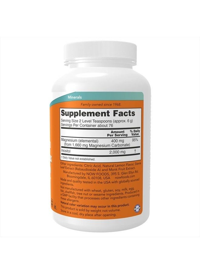 now - Supplements,powder Magnesium Inositol Relax, Nervous System Support*, Fizzy Lemonade Flavor, 16-Ounce - Image 1