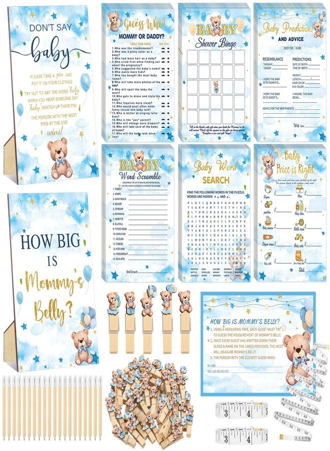 Funnymoom 426 Pcs Bear Baby Shower Games Set-8 Games, Includes Baby Shower Bingo, Price is Right, Guess Who, Word Scramble, Prediction and Advice, How Big is Mommy's Belly, Don't Say The Words - Image 1