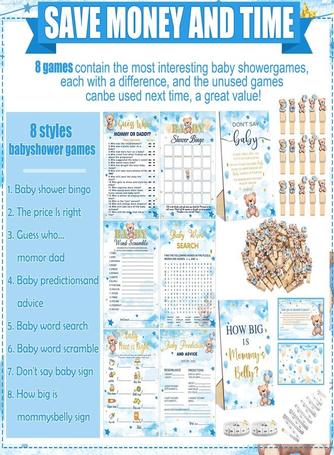 Funnymoom 426 Pcs Bear Baby Shower Games Set-8 Games, Includes Baby Shower Bingo, Price is Right, Guess Who, Word Scramble, Prediction and Advice, How Big is Mommy's Belly, Don't Say The Words - Image 4