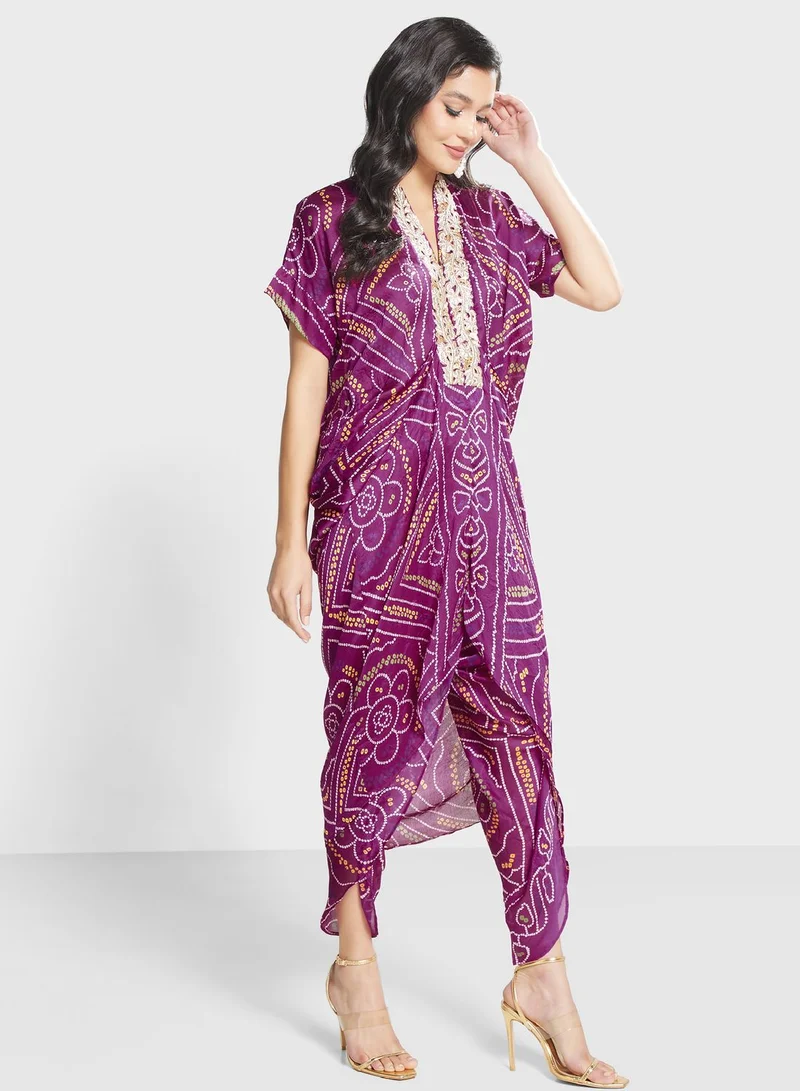 The Arab Crab Printed Asymmetrical Set jalabiya