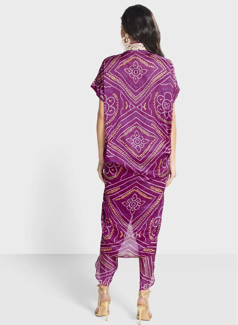 The Arab Crab Printed Asymmetrical Set jalabiya