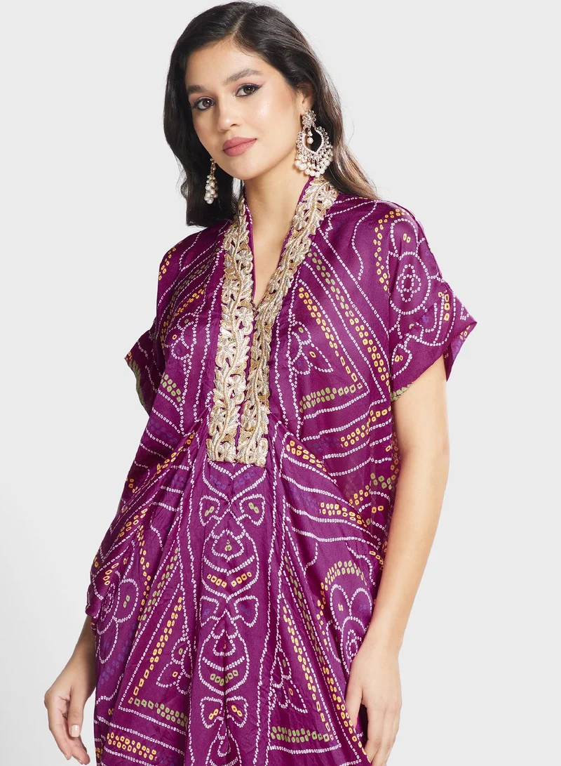 The Arab Crab Printed Asymmetrical Set jalabiya