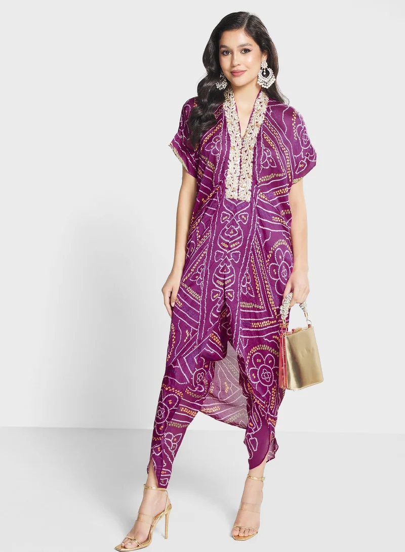 The Arab Crab Printed Asymmetrical Set jalabiya