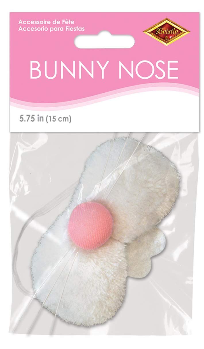 Beistle Plush Bunny Nose Costume Accessory â€“ White Faux Fur with Pink Nose, Teeth, Whiskers and Elastic Band, Animal Dress-Up for Easter, Mascot Costumes, Spring Events, and Holiday Photo Props, 5Â¾" - Image 5