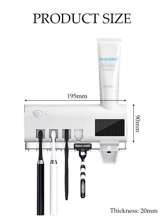 DUNISO UV Toothbrush Sterilizer， Wall Mounted Toothbrush Holder, Toothbrush Holder, Wireless Design, Bathroom Toothbrush Holder Wall Mounted UV Sterilizer，White  - Image 2