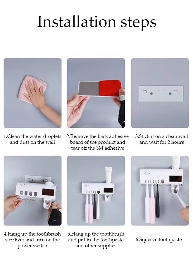 DUNISO UV Toothbrush Sterilizer， Wall Mounted Toothbrush Holder, Toothbrush Holder, Wireless Design, Bathroom Toothbrush Holder Wall Mounted UV Sterilizer，White  - Image 3