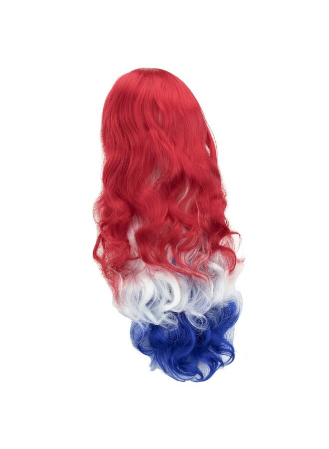 IMISSU Flag Color Design Hair Cosplay Wigs with Bangs Halloween Costume Wig (GB Flag Red White Blue) - Image 5