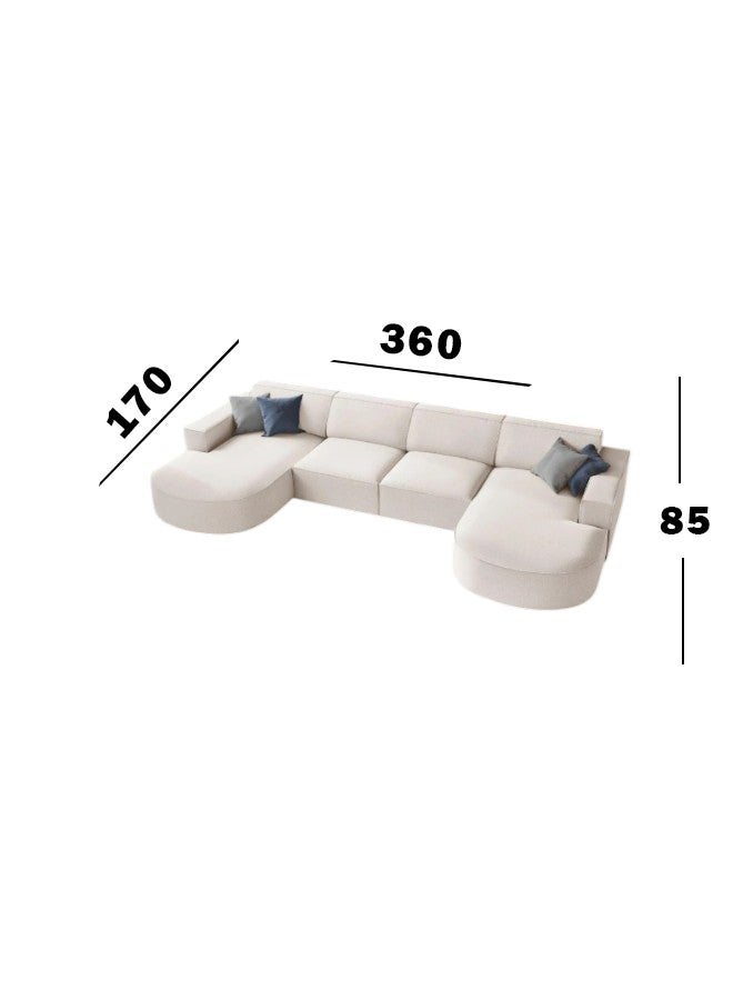 هوم جويز كنب زاية أوربان كلاسيك حرف U - خشب سويدي - قماش مخمل - بيج - Image 3