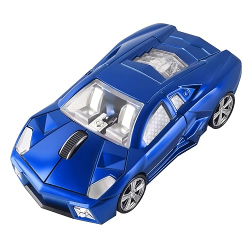 CHUYI Cool Sports Car Shaped Wireless Mouse 1600DPI Cordless Optical Mice with USB Receiver for Office School Home Travel, for PC Laptop Computer Gift (Blue-1 Pack) - Image 1