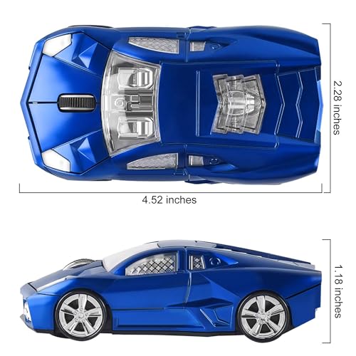 CHUYI Cool Sports Car Shaped Wireless Mouse 1600DPI Cordless Optical Mice with USB Receiver for Office School Home Travel, for PC Laptop Computer Gift (Blue-1 Pack) - Image 3